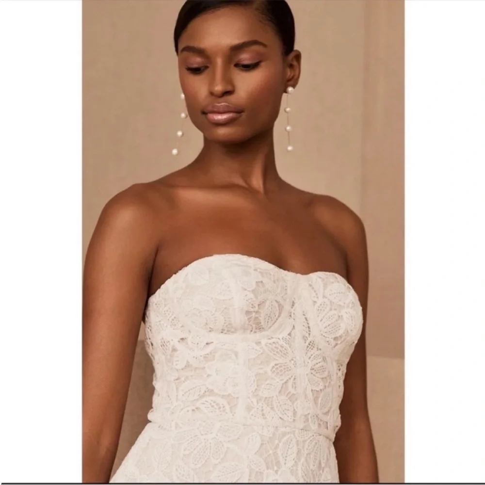 ANTHROPOLOGIE BHLDN Sachin & Babi Tate Midi Dress Floral Lace Strapless Size 2 - Picture 4 of 16